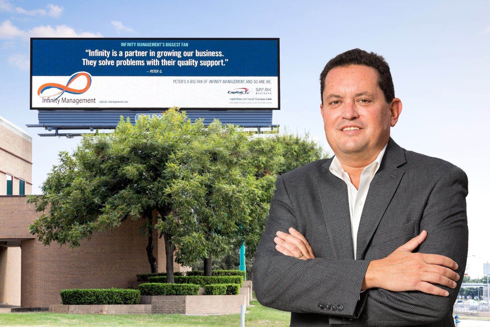 Infinity Management client billboard, Capital One Spark Business